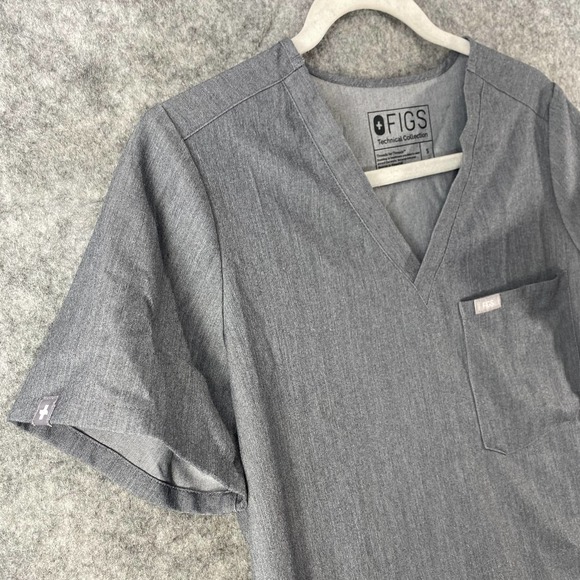 Figs Scrub Top Small Graphite Technical Collection Catarina V-Neck One Pocket - Picture 7 of 12